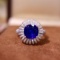 14k Gold 3.52 Ctw Vivid Blue Natural Sapphire & Diamond Ring