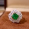14k Gold 2.17 Ctw Vivid Green Natural Emerald & Diamond Ring