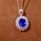 14k Gold 4.73 Ctw Vivid Blue Natural Sapphire & Diamond Pendant