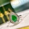 14k Gold 1.27 Ctw Vivid Green Natural Emerald & Diamond Ring