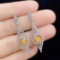 14k Gold 1.29 Ctw Natural Yellow Diamond & Diamond Earrings