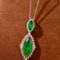 14k Gold 3.28 Ctw Vivid Green Natural Emerald & Diamond Pendant