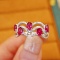 14k Gold 1.36 Ctw Vivid Red Natural Ruby & Diamond Ring