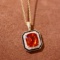 14k Gold 4.19 Ctw Natural Spessartine & Diamond Pendant