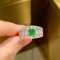 14k Gold 0.60 Ctw Vivid Green Natural Emerald & Diamond Ring