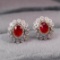 14k Gold 0.84 Ctw Natural Ruby & Diamond Earrings