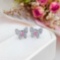 14k Gold 0.30 Ctw Natural Pink Diamond & Diamond & Butterfly Earrings