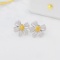 14k Gold 1.24 Ctw Natural Yellow Diamond & Diamond Earrings