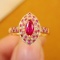 14k Gold 0.61 Ctw Natural Ruby & Diamond Ring