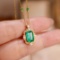 14k Gold 2.31 Ctw Vivid Green Emerald & Diamond Necklace