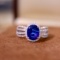 14k Gold 3.00 Ctw Vivid Blue Natural Sapphire & Diamond Ring