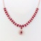 14k Gold 12.88 Ct Vivid Red Natural Ruby & Diamond Necklace