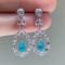 14k Gold 0.8 Ct Natural Paraiba Tourmaline & Diamond & Sapphire Earrings