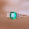 14k Gold 1.58 Ctw Vivid Green Natural Emerald & Diamond Ring