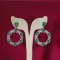 14k Gold 6.54 Ctw Vivid Green Natural Emerald & Diamond Earrings