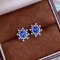14k Gold 1.75 Ctw Natural Sapphire & Diamond Earrings