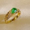 14k Gold 0.50 Ctw Vivid Green Natural Emerald & Diamond Ring