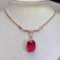 14k Gold 8 Ct Natural Tourmaline & Diamond Necklace