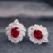 14k Gold 0.95 Ctw Natural Ruby & Diamond Earrings