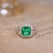 14k Gold 2.42 Ctw Vivid Green Natural Emerald & Diamond Ring
