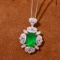 14k Gold 4.02 Ctw Vivid Green Natural Emerald & Diamond Pendant