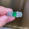 14k Gold 1.45 Ctw Vivid Green Natural Emerald & Diamond Ring