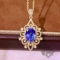 14k Gold 2.98 Ctw Natural Sapphire & Diamond Pendant