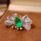 14k Gold 1.96 Ctw Vivid Green Natural Emerald & Diamond Ring