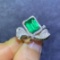 14k Gold 2.24 Ctw Vivid Green Natural Emerald & Diamond Ring