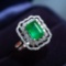 14k Gold 2.03 Ctw Vivid Green Natural Emerald & Diamond Ring