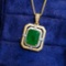 14k Gold 2.65 Ct Vivid Green Natural Emerald & Diamond Pendant