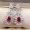14k Gold 2.53 Ctw Natural Ruby & Diamond Earrings