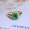 14k Gold 1.29 Ctw Vivid Green Natural Emerald & Diamond Ring
