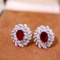 14k Gold 2.28 Ctw Vivid Red Natural Ruby & Diamond Earrings
