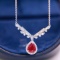 14k Gold 1.35 Ctw Vivid Red Natural Ruby & Diamond Necklace