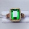 14k Gold 3.5 Ct Natural Tourmaline & Diamond Ring