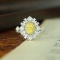 14k Gold 0.55 Ctw Natural Yellow Diamond & Diamond Ring