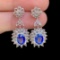 14k Gold 2.80 Ct Natural Sapphire & Sapphire Earrings