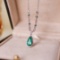 14k Gold 1.47 Ctw Vivid Green Natural Emerald & Diamond Necklace