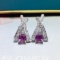 14k Gold 1.55 Ctw Natural Sapphire & Diamond Earrings