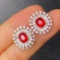 14k Gold 3.55 Ctw Natural Spinel & Diamond Earrings