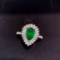 14k Gold 2.11 Ctw Vivid Green Natural Emerald & Diamond Ring