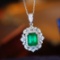 14k Gold 1.92 Ctw Vivid Green Natural Emerald & Diamond Pendant