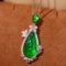 14k Gold 10.97 Ctw Vivid Green Natural Emerald & Diamond Pendant