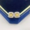 14k Gold 0.54 Ctw Natural Yellow Diamond & Diamond Earrings