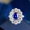 14k Gold 2.84 Ctw Natural Sapphire & Diamond & Cocktail Ring