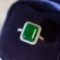 14k Gold 4.67 Ctw Vivid Green Natural Emerald & Diamond Ring