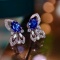 14k Gold 2.41 Ctw Natural Sapphire & Diamond Earrings
