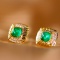 14k Gold 2.15 Ctw Vivid Green Natural Emerald & Diamond Earrings