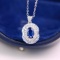 14k Gold 1.48 Ctw Natural Sapphire & Diamond Pendant